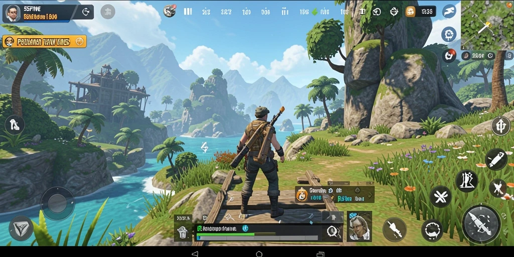 Tampilan gameplay 55FIVE yang menampilkan petualangan di dunia terbuka.