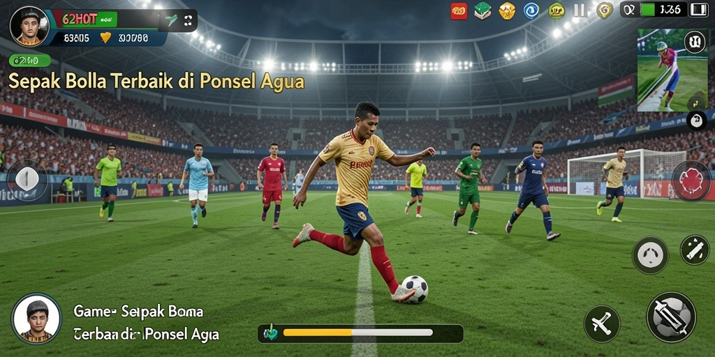 Tampilan gameplay 62HOT yang mendebarkan dalam aksi sepak bola.