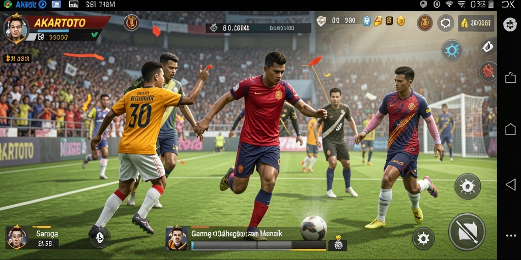 Tampilan gameplay seru dalam AKARTOTO menampilkan aksi olahraga yang mendebarkan.