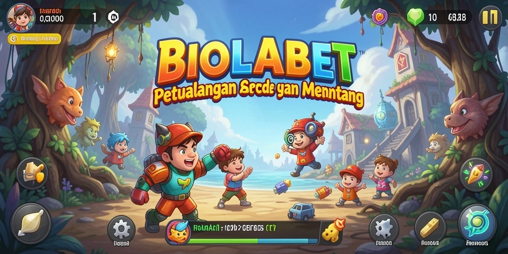 Tampilan gameplay arcade yang seru di BIOLABET dengan berbagai karakter dan level.