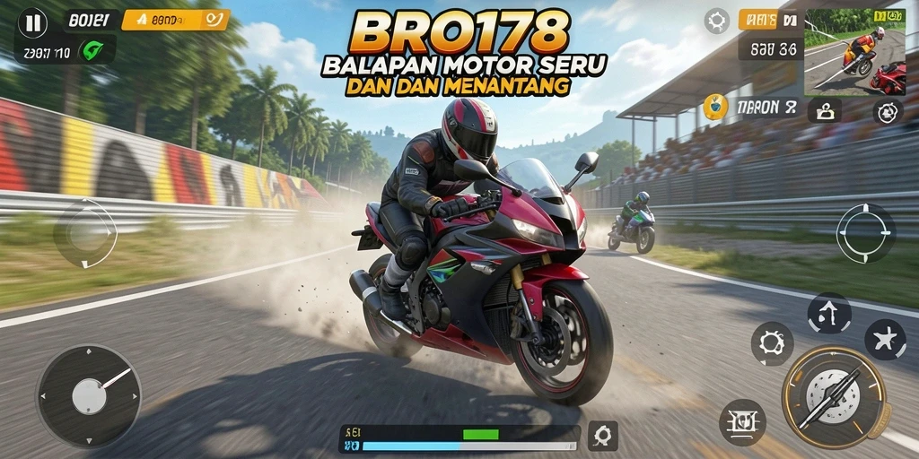 Tampilan gameplay menegangkan saat balapan motor di BRO178.