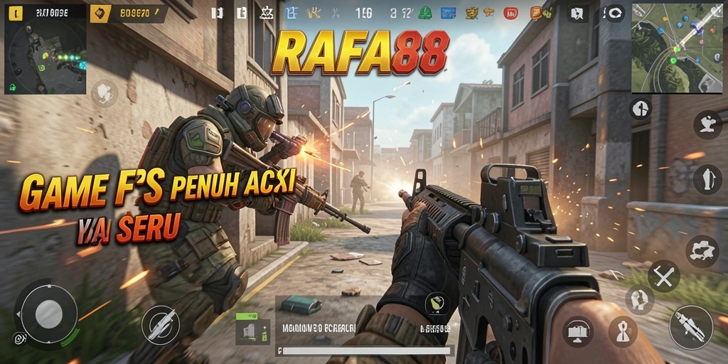 Screenshot utama RAFA88 menampilkan aksi pertempuran seru dalam grafis tajam.