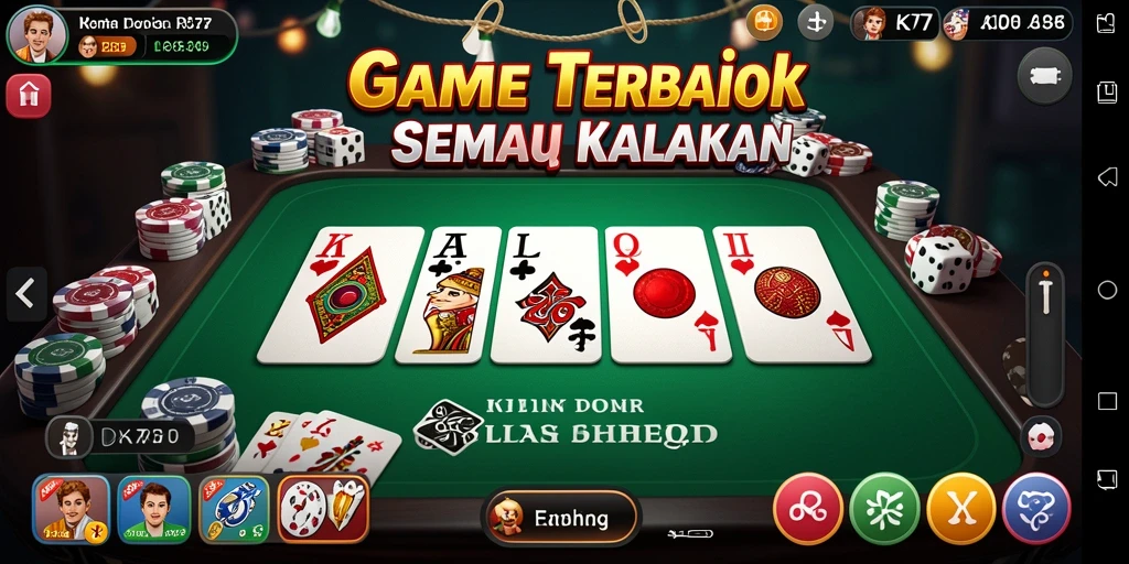 Screenshot gameplay RK77 menampilkan permainan Domino yang seru dan interaktif.